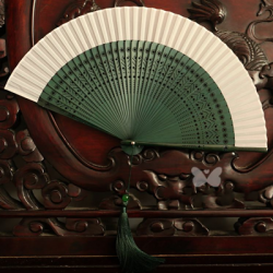 moon fan 6.6 inch exquisite solid color female fan Chinese style bamboo handle folding fan